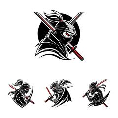 set of ninja vector illustration
