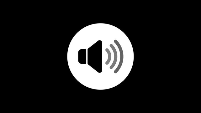 Speaker icon animation design 4k video. Volume, audio, noise, volume up, down, loud, sound wave, microphone, sound, voice, animated, HD motion design in black and white background