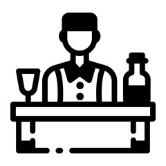 An outline style icon of cocktail bartender character