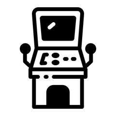 A linear icon depicting classic arcade game station

