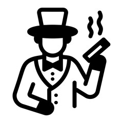 An outline style icon showing a male gambler
