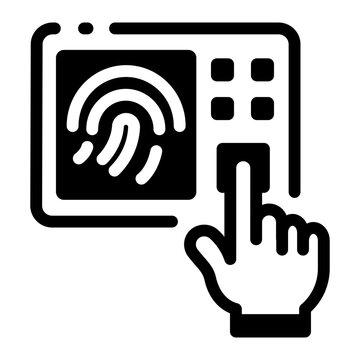 recommend clip art: An outline style icon of fingerprint biometric scanner
                    
