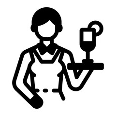 A linear icon showing waitress serving at casino bar
