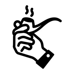 An outline style icon of classic wooden smoking pipe
