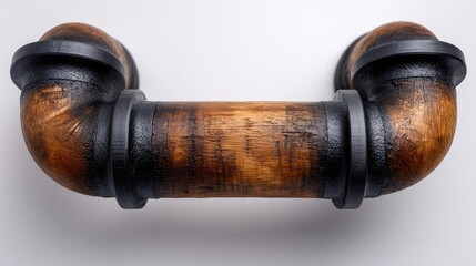 Decorative wooden pipe shaped as a curved handle.