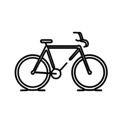 Black line vector icon of a bicycle in minimal flat design.
