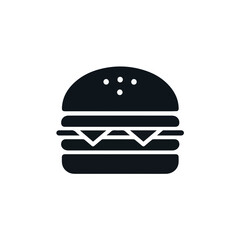 Fototapeta premium Flat black vector icon of a burger in minimalist style. 