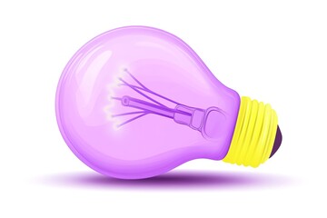 Cartoon light bulb with luminous filament and yellow base showcases energy and brightness