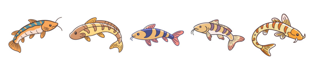 kuhli loach fish icon, kuhli loach fish line art - simple line art of kuhli loach fish, perfect for kuhli loach fish logos and icons