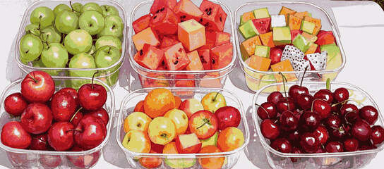 Nature’s Medley: Painted Plenitude mixed fruit isolated watercolor vector illustration svg