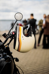 Close up photo of vintage motorcycle helmet