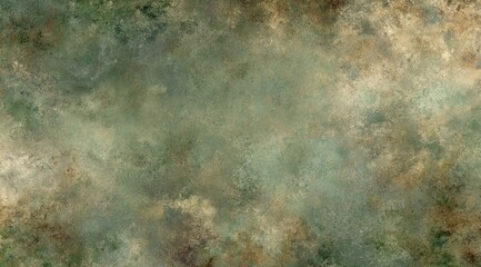 Abstract textured background in muted greens, browns, and beige, showing mottled, aged, and weathered appearance with subtle light variations creating depth and a sense of antiquity