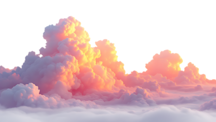 Dramatic sunset clouds, vibrant colors, aerial view.