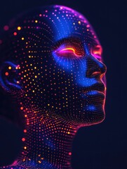 Digital Portrait: Luminous Data-Form Humanoid