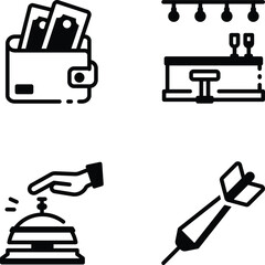 Pack of Gambling Club Linear Style Icons 

