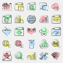 Icon set of internet. Internet network elements. Icon in color spot style.