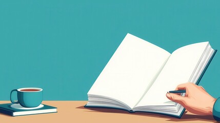 Weekly review, person flipping calendar pages, flat design illustration