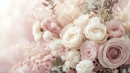 Obraz premium Elegant Floral Arrangement with Soft Pastel Roses and Delicate Blooms