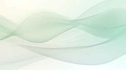 Fototapeta premium Soft Flowing Waves in Gentle Tones of Green and White Background