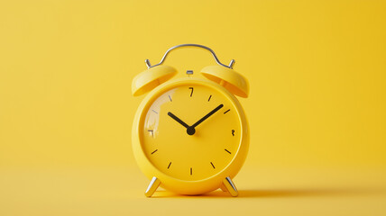 黄色背景に映える目覚まし時計