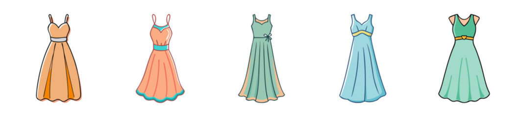 maxi dress icon, maxi dress line art - simple line art of maxi dress, perfect for maxi dress logos and icons