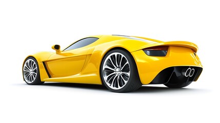 Obraz premium Yellow sports car rear view studio shot