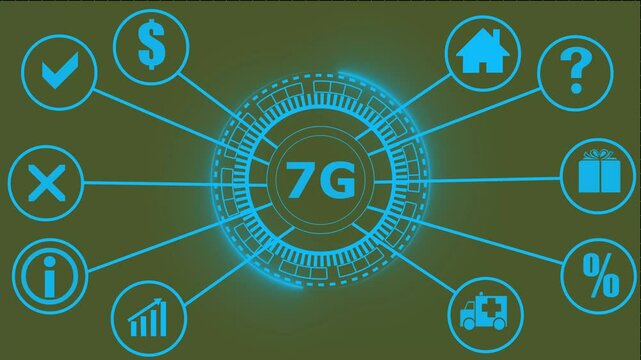 The concept of 7G network, high-speed mobile Internet, new generation networks. Business, modern technology, internet