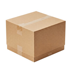 Sealed brown cardboard box isolated on transparent background