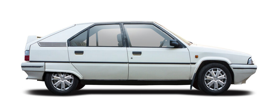Citroen BX classic French car side view isolated on transparent background. PNG