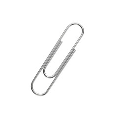 Single paperclip isolated on transparent background