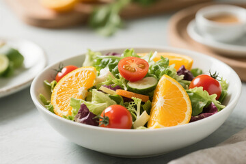 Fresh salad with oranges and tomatoes