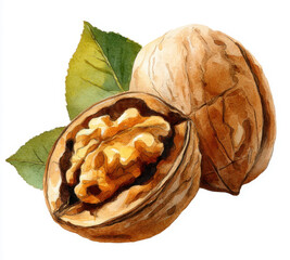 Walnut watercolor clipart