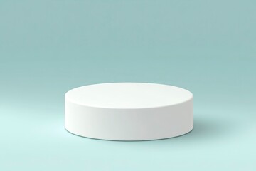 White cylindrical podium on a pastel blue background for product display presentation mockup design, a minimal scene illustration vector concept with a geometric platform and shadows in a studio room 