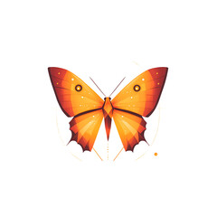 Fototapeta premium Geometric minimalistic butterfly logo in vibrant orange tones on white background 