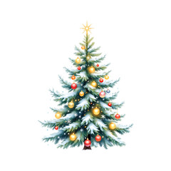 Fototapeta premium Decorated Christmas tree with ornaments and lights.
