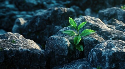 Small plant growing among rocks