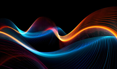 A color light effect that comes out from the top down, a line light, a glow effect, a light effect, Black background.
