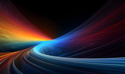 A color light effect that comes out from the top down, a line light, a glow effect, a light effect, Black background.
