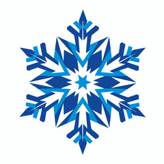 Stunning blue snowflake design. Intricate snowflake with sharp points and layered design. Perfect snowflake for winter holiday cards and festive decorations.