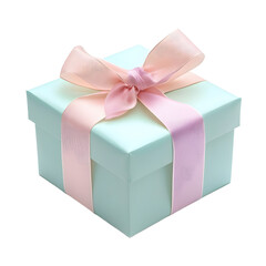 Obraz premium Mint Green Gift Box with Pink Ribbon, Perfect for Any Occasion