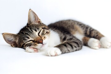 cat with white background with good copy space.
