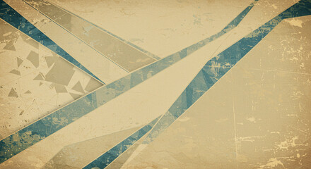 beige Blue abstract background. Geometric shape. Line triangle angle. Grunge noise grain mesh. Abstract Vintage Graphic Design Background with Aged Texture.