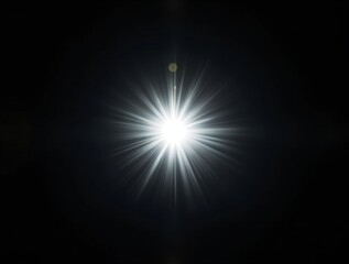 Intense white light source with radiating rays against black background. Excellent for technology concepts, spiritual themes, website headers and dramatic visual effects