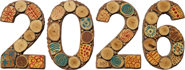 Colorful Wooden 2026 New Year Number Decoration Crafts