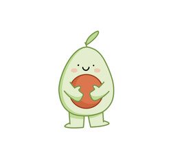 Cute kawaii avocado character vector doodle illustration