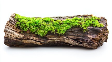 A piece of aged wood covered in vibrant moss