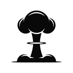 Nuclear Explosion Vector Icon Atomic Bomb Silhouette in Black and White.