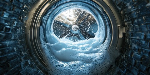 Washing machine with soapy water inside