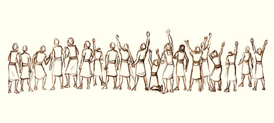 Obraz premium Pencil drawing. The Fall of the Walls of Jericho