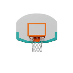 Isolated basketball hoop with backboard against a white background with design elements